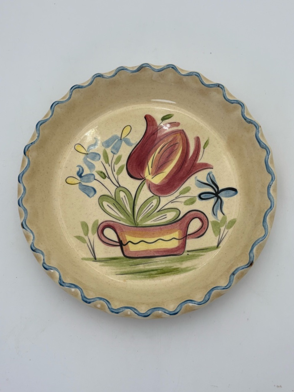 1971 Los Angeles Potteries Ovenware Floral Pie Plate